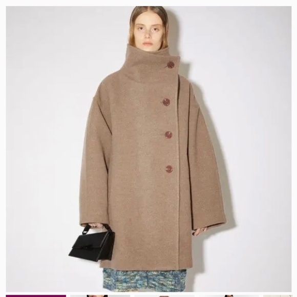 ACNE STUDIOS FUNNEL NECK WOOL BLEND COAT - SIZE 32 - Picture 1 of 4